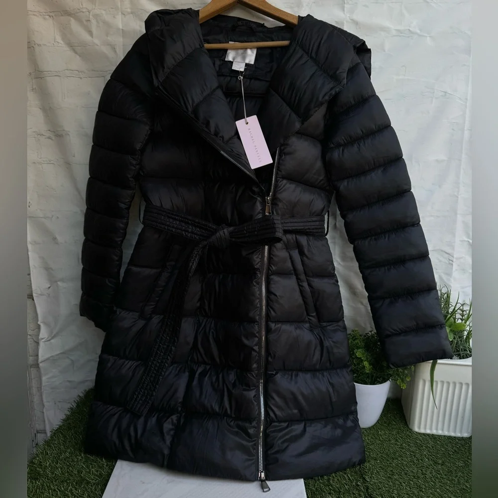 RACHEL PARCELL Quilted Coat Womens size Small New W tags $179 Chic Black Puffer
